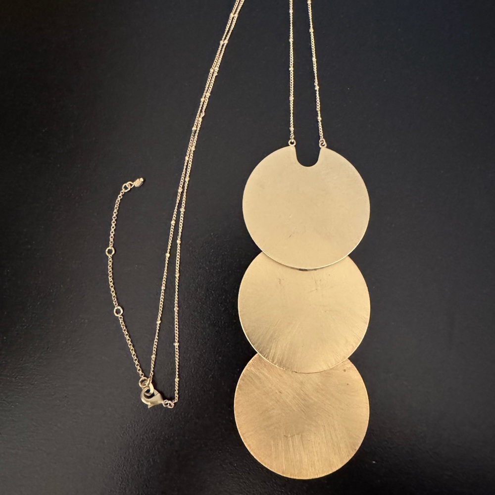 Anthropologie Gold Triple Disc Statement Necklace